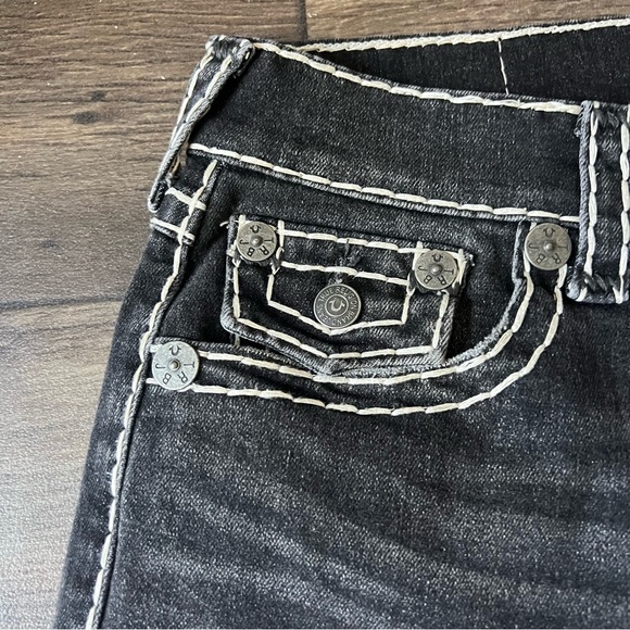 True Religion Men's Ricky Rope Stitch Flap Jeans Washed Black Size 29 - Picture 8 of 11